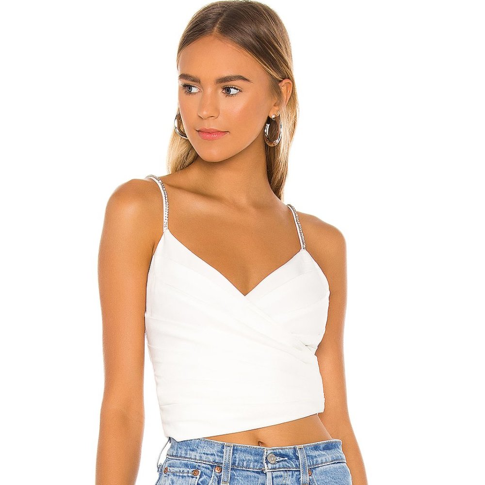 NBD Julina Embellished Top in Ivory & Silver NWT